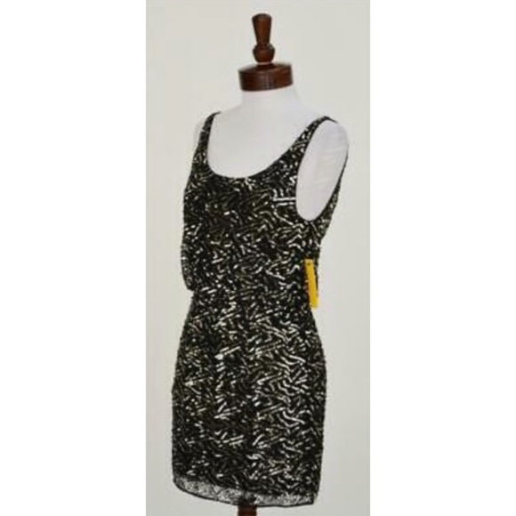 NWT Alice + Olivia Sparkling Sequins Embroidered Tank Dress Black 8/M - Picture 10 of 11